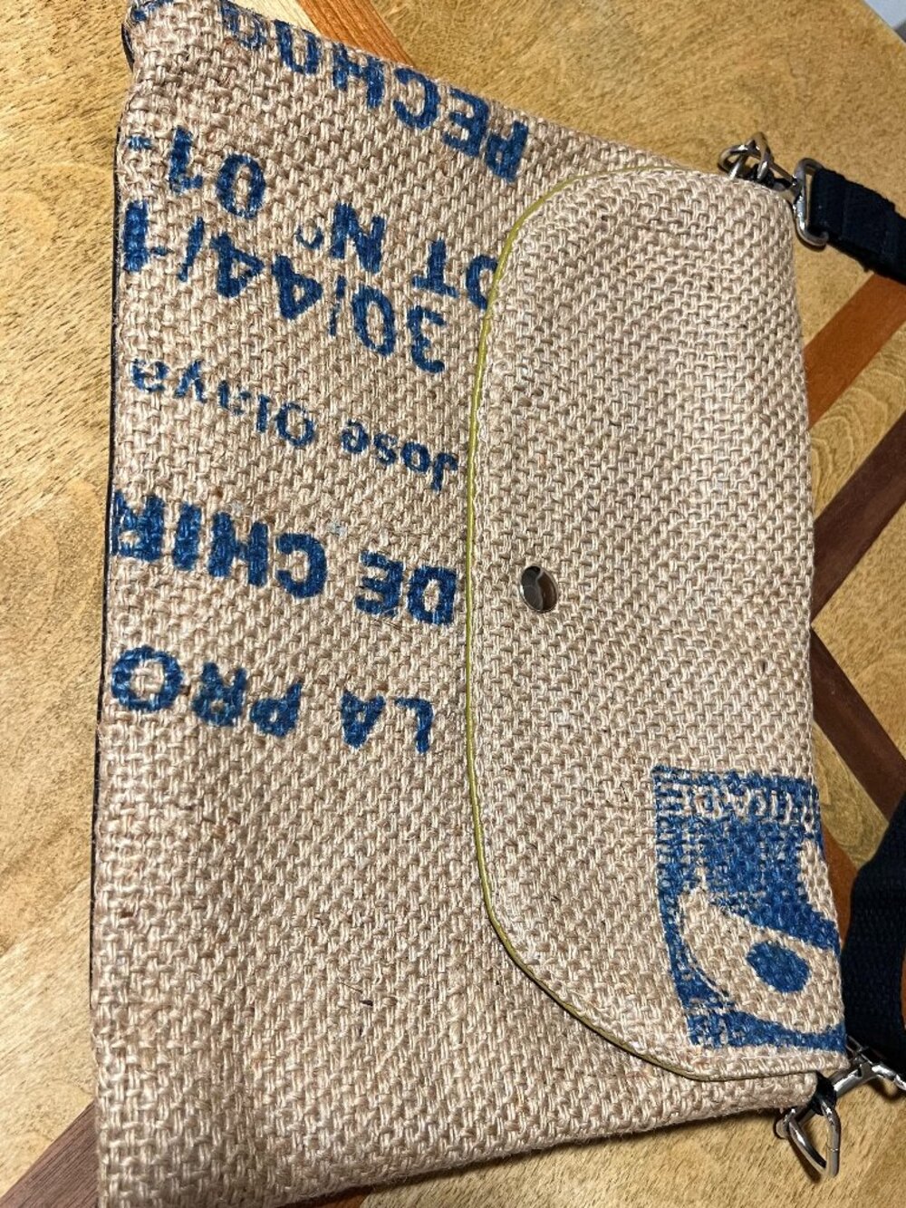 Couture Coffee Purse Handbag Made From Burlap Coffee Bags